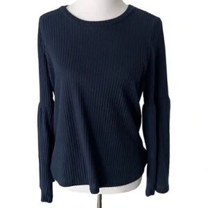 Alya Blue Ribbed Crewneck Top w/Angel Sleeves size M
